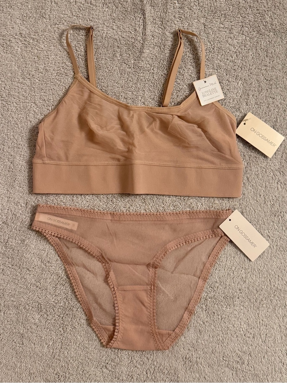 OnGossamer Mesh Bralette M and Panty M Set